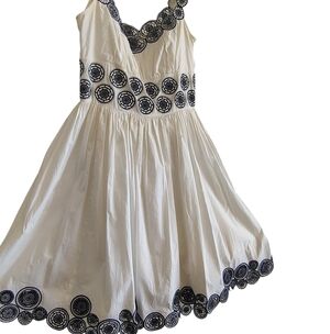 Antonio Melani White Cotton Blend Embroidered Sleeveless Fit & Flare Dress 2